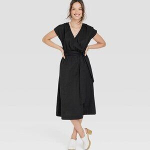 Women's Short Sleeve Wrap Dress - Universal Thread Black XS